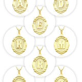 Oval Çerçeve Harf Altın Kolye / 14 Ayar