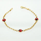 Mineli Uğur Böceği Zincir Çocuk Bileklik