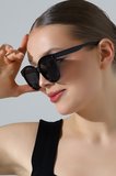 Kadın UV400 Aksesuarlı Oval Siyah Güneş Gözlüğü 23008 c2