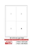 A1-2004 Ebat 99.1 x 139 mm Lazer Etiket A4 Sayfada 4 Etiket 500 A4 Sayfada 2000 Etiket