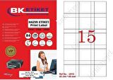 BK-2015 Ebat 45 x 45 mm Lazer Etiket  A4 Sayfada 15 Etiket