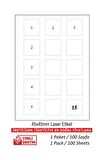 A1-2015 500 A4 Sayfa  45 x 45 mm Lazer Etiket  A4 Sayfada 15 Etiket