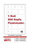 A1-2018 63.5 x 46.6 mm 500 A4 Lazer Etiket 1 A4 Sayfada 18 Etiket 