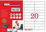 BK-2020 Ebat 95 x 26 mm Lazer Etiket  A4 Sayfada 20 Etiket