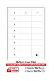 BK-2024 Ebat 64 x 34 mm Lazer Etiket  A4 Sayfada 24 Etiket