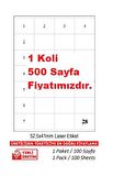 A1-2028 500 A4 Lazer Etiket 52.5 x 41 mm 1 A4 Sayfada 28 Etiket