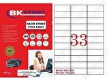A1-2033 Ebat 63.5 x 25.4 mm Lazer Etiket  A4 Sayfada 33 Etiket