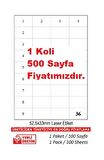 A1-2035 500 A4 Sayfa 52.5 x 33 mm Lazer Etiket 1 A4 Sayfada 36 Etiket