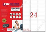 A1-2037 Ebat 70 x 37.125 mm Lazer Etiket  A4 Sayfada 24 Etiket