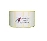 A1 Etiket 20 x 40 mm 36.000 Adet Kuşe Barkod Etiketi 1000′li - 36 Rulo