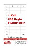 A1-2040 500 A4 Sayfa Lazer Etiket 52.5 x 29.70 mm Lazer Etiket A4 Sayfada 40 Etiket