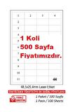 A1-2044 500 A4 Sayfa Lazer Etiket 48.5 x 25.40 mm Lazer Etiket A4 Sayfada 44 Etiket
