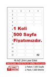 A1-2052 500 A4 Sayfa Lazer Etiket 46 x 21 mm Lazer Etiket A4 Sayfada 52 Etiket