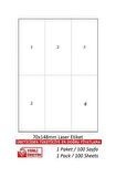A1-2106 100 A4 Sayfa Lazer Etiket  70 x 148.5 mm 1 A4 Sayfada 6 Etiket