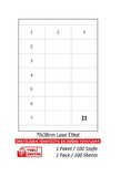 A1-2121 100 A4 Sayfa Lazer Etiket 70 x 38 mm 1 A4 Sayfada 21 Etiket