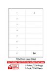 A1Etiket Tw-2216 100 A4 Lazer Etiket 105 x 35 mm 1 A4 Sayfada 16 Etiket
