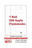 A1Etiket Tw-2216 500 A4 Sayfa Lazer Etiket 105 x 35 mm Etiket 1 A4 Sayfada 16 Etiket