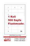 A1 Etiket Tw-2533 500 A4 Sayfa  Lazer Etiket  64,6 x 33,8 mm 1 A4 Sayfada 24 Etiket