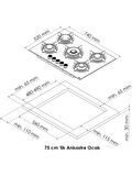 Gl General GLO 038RSPRG Bask Pure Grey 75cm 5G Gri Cam Ankastre Ocak 