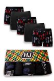 Erkek 5'li Desenli Renkli Pamuklu Premium Paket Boxer Yeni Yıl, Yılbaşı, Hediyelik