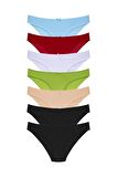 Kadın Çok Renkli Likralı Esnek Yumuşak Dokulu 6 LI Slip Külot