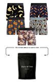 Erkek 5'li Desenli Renkli Pamuklu Premium Hijyenik Paket Boxer
