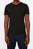 Erkek V Yaka %100 Pamuk Kısa Kollu Tişört