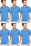Erkek Slim Fit Sıfır Yaka Fanila T-Shirt 6'lı Paket