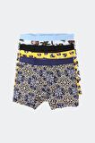 Erkek 3'lü Desenli Renkli Pamuklu Premium Paket Boxer