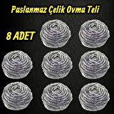 Technow %100 Paslanmaz Çelik Sürtme Bulaşık Ovma Teli 8 Adet 
