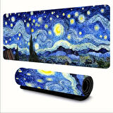90X40 CM VAN GOGH YILDIZLI GECE TASARIMI KAYDIRMAZ TABAN SPEED YÜZEY OYUNCU MOUSE PAD GAMİNG