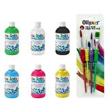 Carioca Tempera Süper Yıkanabilir Guaj - Sulu Boya Seti 6 Renk x 250 Ml. + 4'lü Fırça Seti