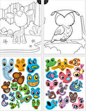 Lino Funny Faces Stickerli Boyama Kitabı - Hayvanlar