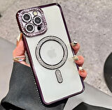 Iphone 13-14 Uyumlu Şeffaf Taşlı Magsafe Özellikli Kılıf