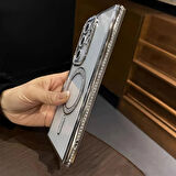 Samsung Galaxy A17 Uyumlu Şeffaf Taşlı MagSafe Özellikli Kılıf