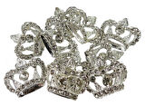 Taç Kristal Taşli Büyük Gümüş 2.5x3 Cm ( 10 Adet )