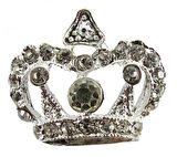 Taç Kristal Taşli Büyük Gümüş 2.5x3 Cm ( 10 Adet )