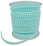 İnci Çiftli İpe Dizili Mavi 4 Mm 25 Yard
