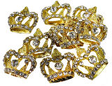 Taç Kristal Taşli Büyük Altin 2.5x3 Cm ( 10 Adet )
