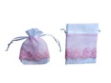 Kese Organze Üstü Saten Tüllü Pembe 9X14 ( 20 Adet )