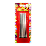 Mum Yaldizli Uzun 12 Cm Gümüş ( 12 li )