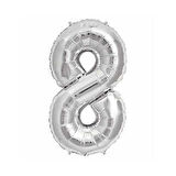 FOLYO BALON RAKAM 8 GÜMÜŞ 16 INC(40CM) 1 ADET