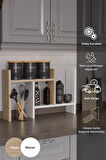 Lidya Çok Amaçlı Raf Mutfak Tezgah Üstü Organizer Banyo Mutfak Düzenleyici Beyaz Meşe