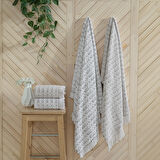 Maxstyle Jakarlı Knitted Beyaz-Gri Havlu 90x150 cm