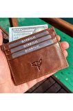 %100 El Yapımı Crazy Deri Kahverengi Unisex Slim Para Portföy