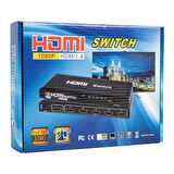 FULLY G-538H 3 GİRİŞ 1 ÇIKIŞ HDMI SWITCHER TOPLAYICI METAL KASA ADAPTÖRLÜ