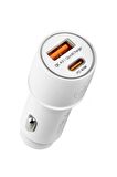 Powerway CC4.0 QC40 40W 5V 4 Amper Type c - Usb Araç Şarj Başlığı Beyaz