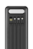 TX60 Siyah Çoklu Çıkış Dijital Göstergeli Ekstra Kablolu 60.000 mAh (Gerçek 60.000 mAh Garantili) Powerbank