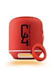 Powerway C4 Kırmızı Taşınabilir Bluetooth Hoparlör Ses Bombası Yüksek Ses Gücü Sese Duyarlı Led Işık