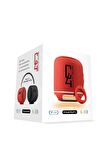Powerway C4 Kırmızı Taşınabilir Bluetooth Hoparlör Ses Bombası Yüksek Ses Gücü Sese Duyarlı Led Işık